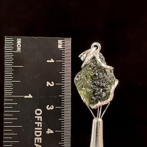 Raw MOLDAVITE Pendant - Sterling Silver - Moldavite Necklace Pendant, Pure Moldavite Jewelry, 47336