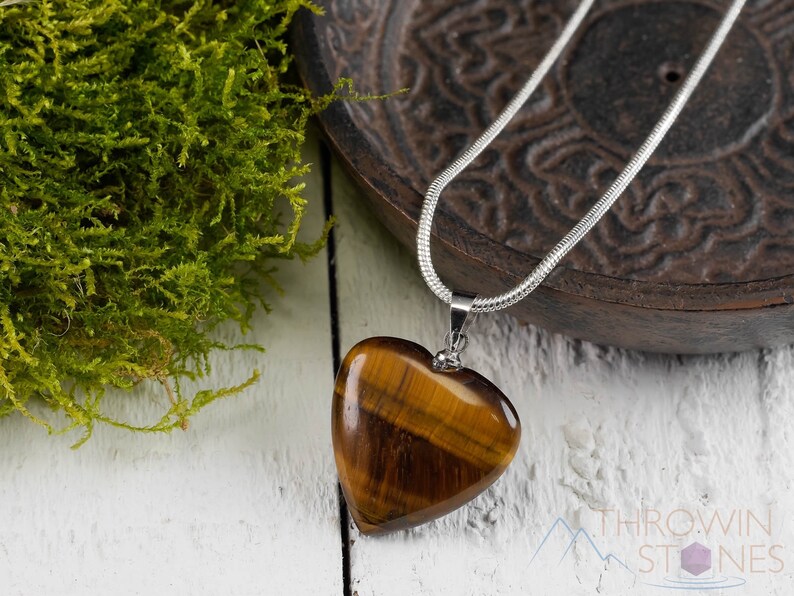 Wedding Gift E0740 TIGERS EYE Healing Crystal Heart Pendant Bridesmaid Gift Crystal Jewelry