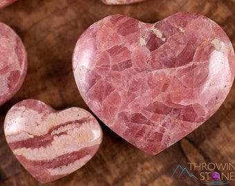 RHODOCHROSITE Crystal Heart - B Grade Pattered - Heart Chakra, Pink Crystals, Carved Gemstone, Polished Heart, E1947