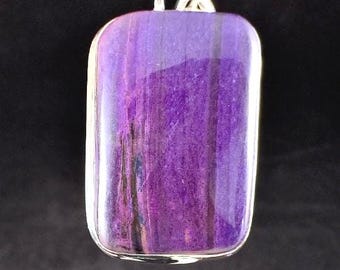 SUGILITE Crystal Pendant - AA, Sterling Silver, Rectangle Cabochon - Handmade Jewelry, Gift for Her, 54235