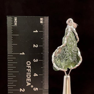 Raw MOLDAVITE Pendant - Sterling Silver - Moldavite Necklace Pendant, Genuine Moldavite Jewelry, 47342