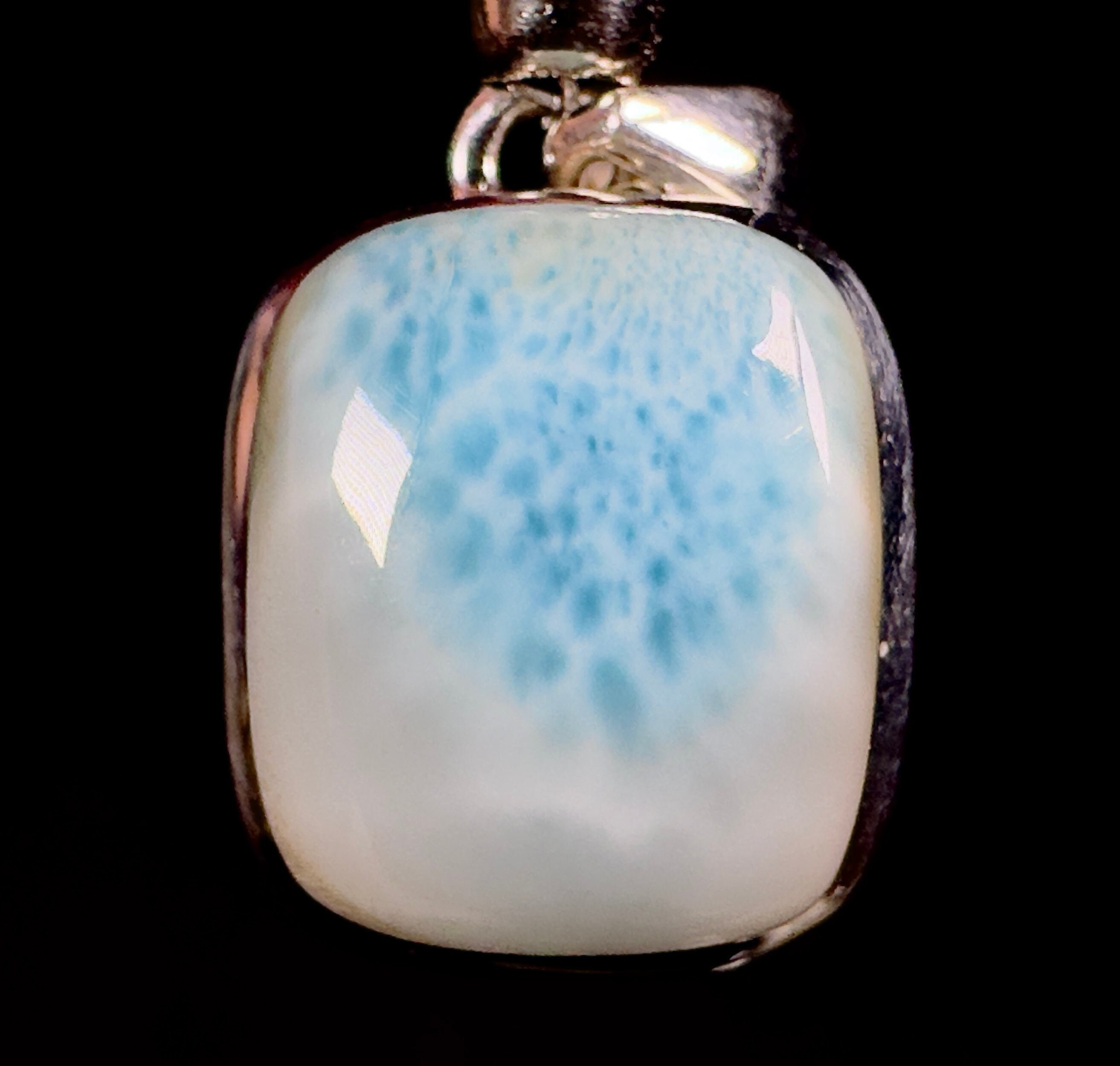 LARIMAR Crystal Pendant - Rare, Square Shaped, Caribbean