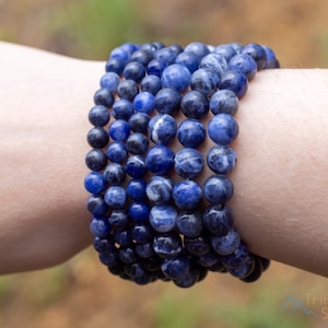 Pulseira de cristal SODALITE - redonda - pulseira de contas, presente exclusivo, cura de cristal, joias feitas à mão, E0584