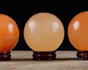 SELENITE Orange Sphere – Orange Selenite, Unique Gift, Crystal Sphere, Home Decor - E1128