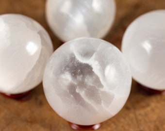 SELENITE White Crystal Sphere - Crystal Ball, Housewarming Gift, Home Decor, Selenite Sphere - E1125
