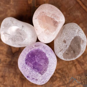 SEER STONES Set  :  Ema Egg, Amethyst, Smoky, Rose, Clear Quartz Window Crystals, E0159