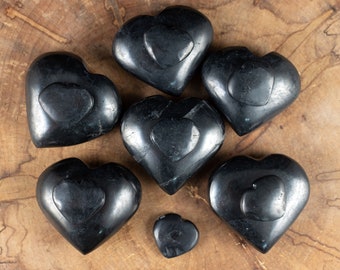 SHUNGITE Heart Carving - Self Care, Crystal Healing, Metaphysical, EMF Protection - E1350