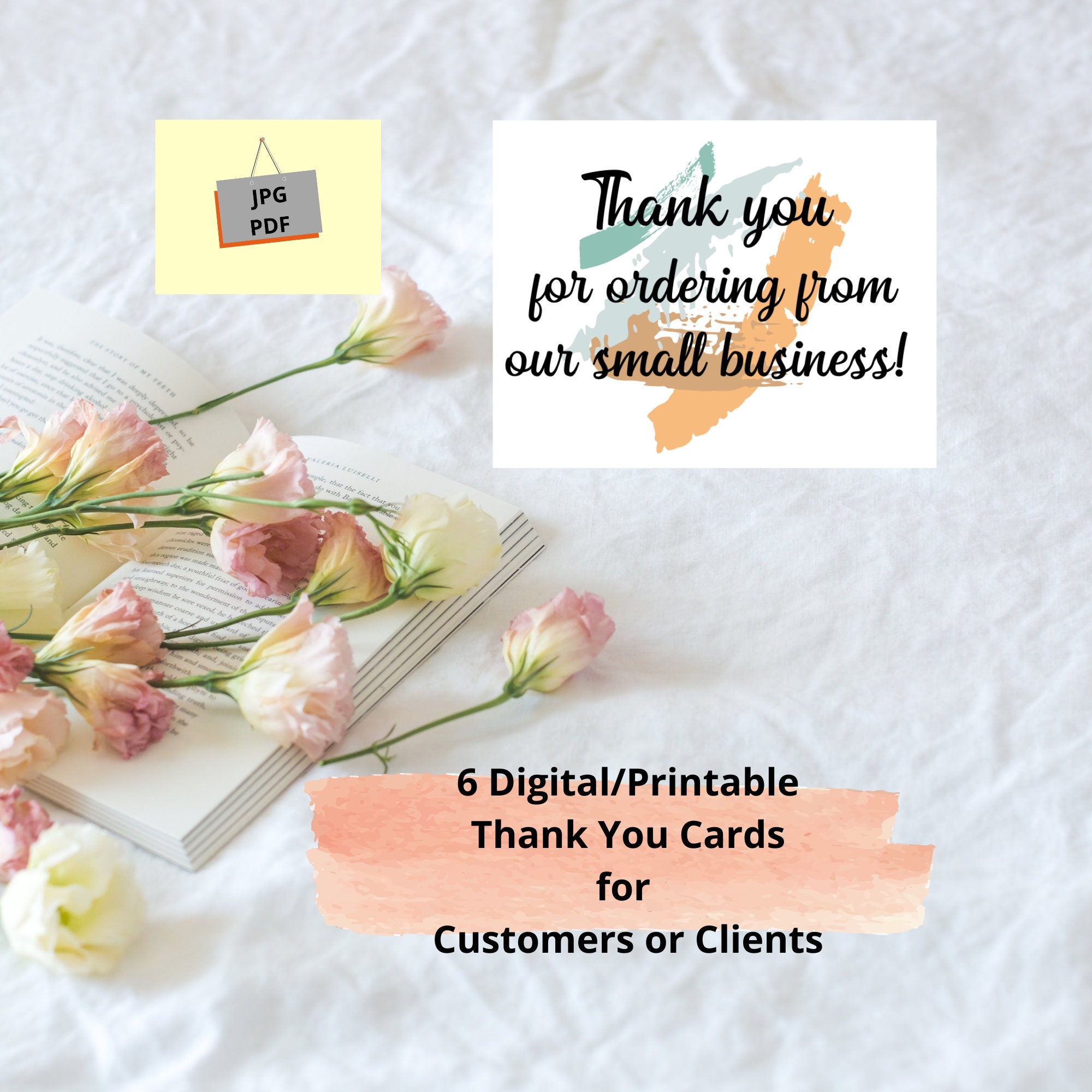6 Digital And Printable Thank You Card For Clients Customers Etsy