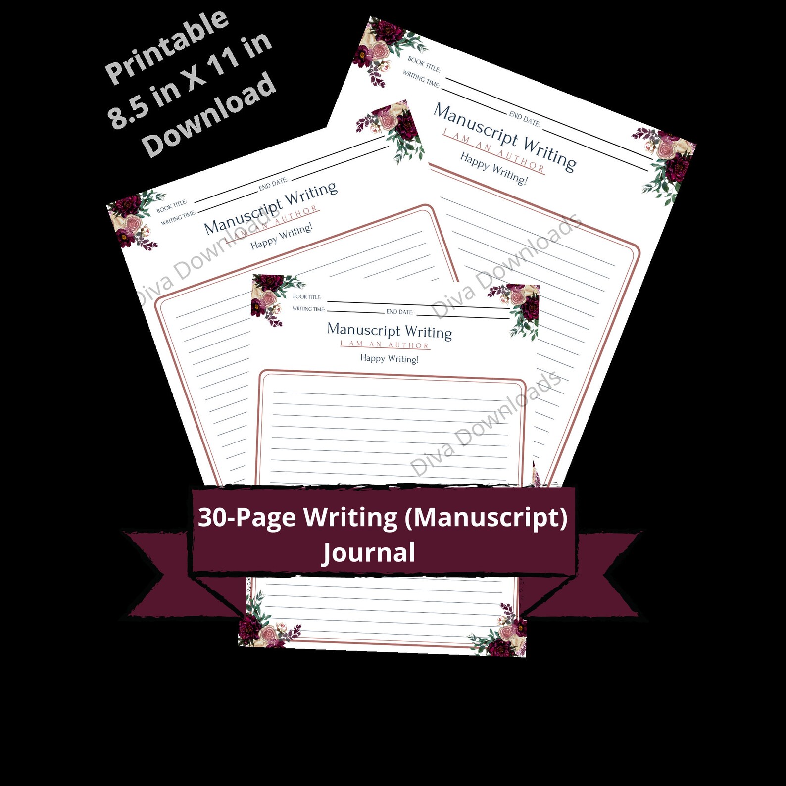 Writing manuscript Journal 30lined Pages Book. Editing Etsy