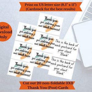 24 Digital Printable Thank You Card For Clients, Customers, appreciation, business, agreements, kindness, non-foldable, art, sales, sell
