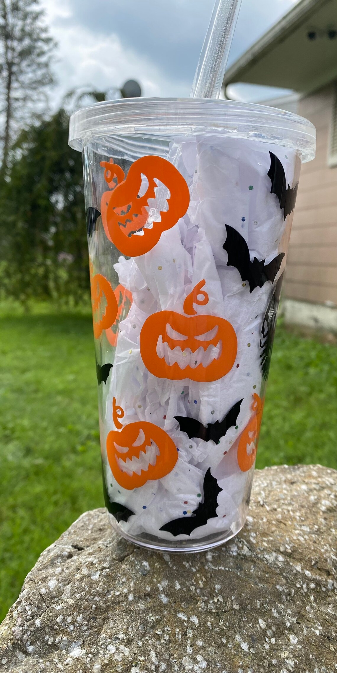 Halloween Tumbler Pumpkin Bat Customized Cups Plastic Etsy