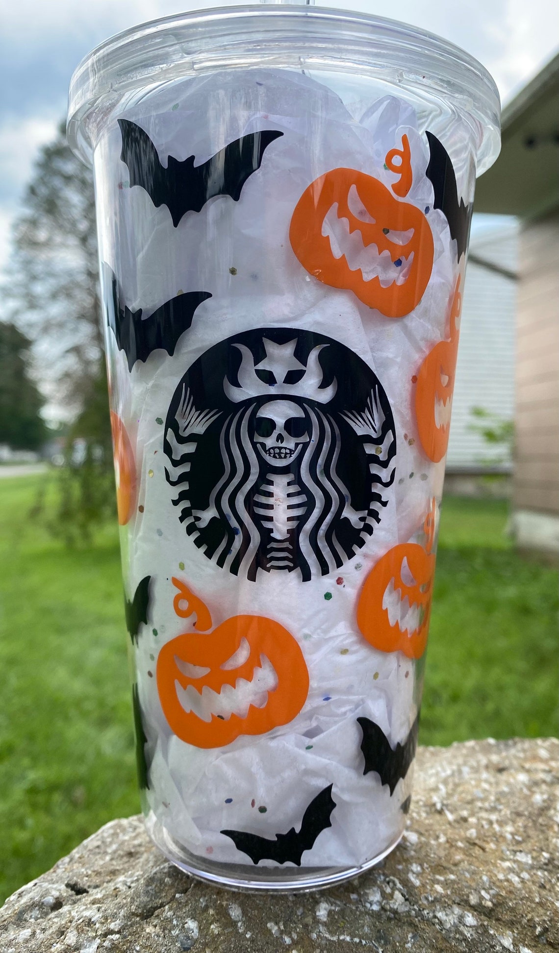 Halloween Tumbler Pumpkin Bat Customized Cups Plastic Etsy