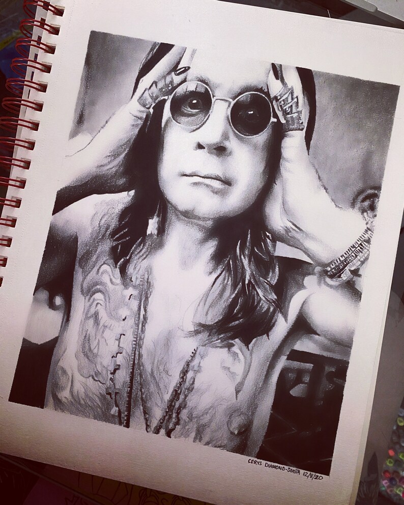Ozzy Osbourne Graphite Drawing Print Etsy