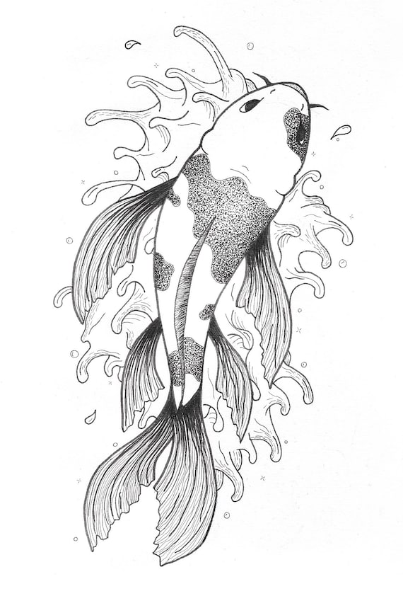 samle aspekt tabe Koi Fish Drawing Print - Etsy