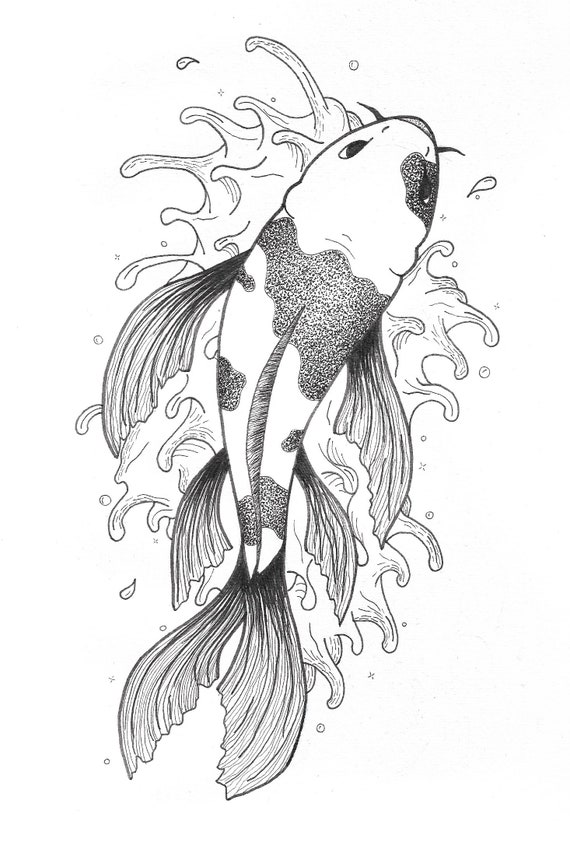 samle aspekt tabe Koi Fish Drawing Print - Etsy