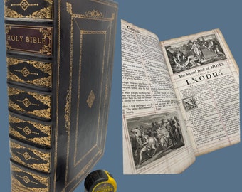 Red Ruled First Edition Bible - The Famous Vinegar Bible by John Baskett - Beautiful Steel Engravings