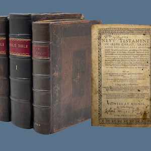 1582 Rhemes NT y 1609-10 Doway OT – Primera edición de la Biblia Católica Romana en Inglés - Gregory Martin France - el Papa