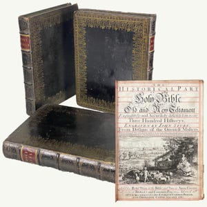 King James Bible 1739 – geïllustreerd, eigentijdse kalfsband, 3 delen