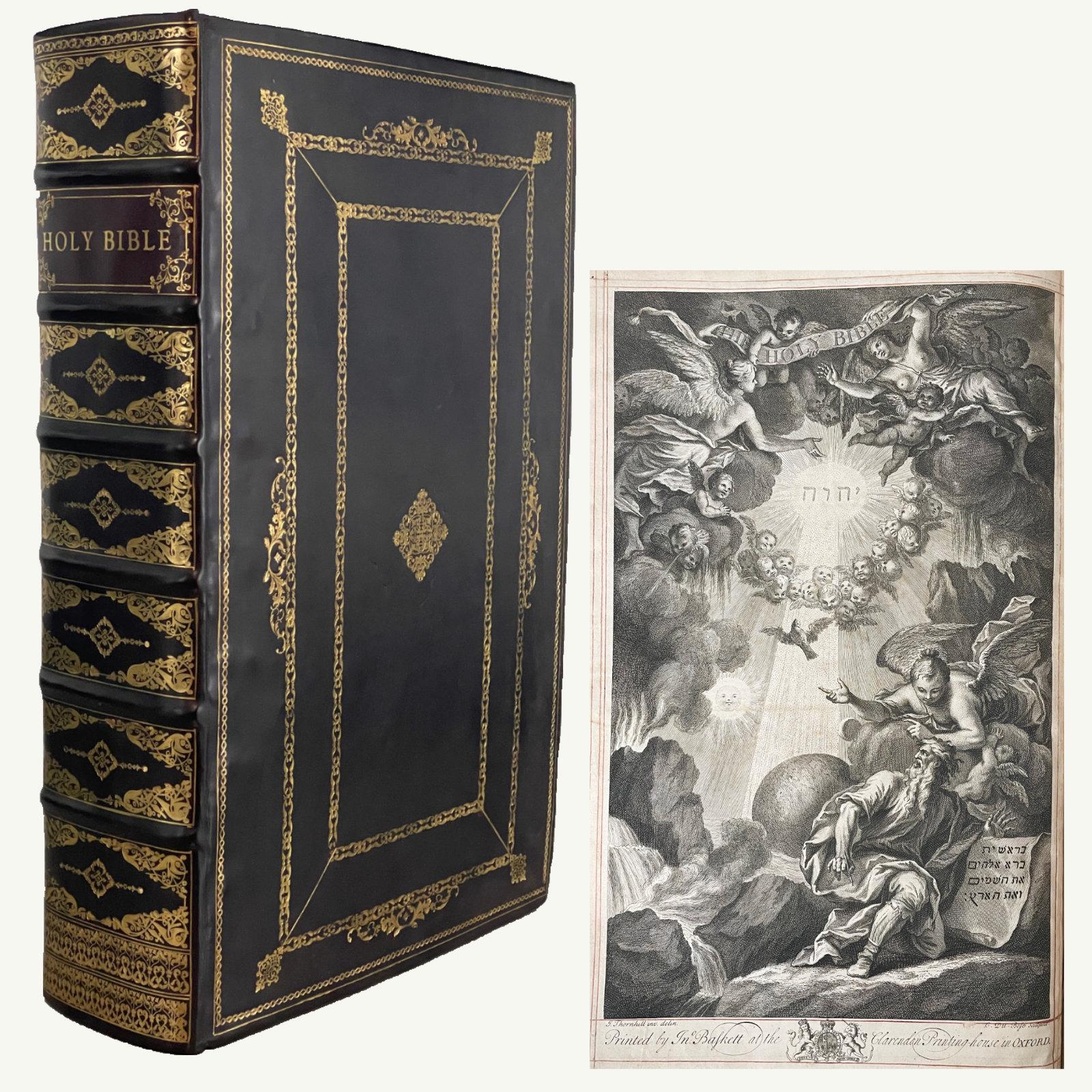 King James Bible The Famous Vinegar Bible by John Baskett - Beautiful Steel Engravings - 1717 with Famous Printing Errors