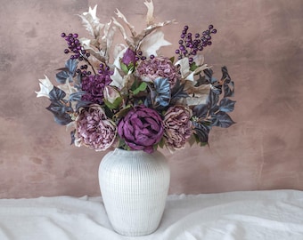 Artificial Autumn Peony Bouquet | Vase Arrangement | Floral Centrepiece