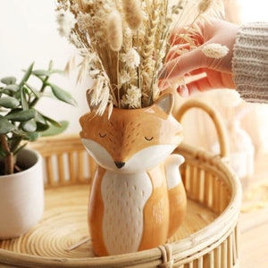 Fox Shaped Ceramic Vase, Animal Gift Boxed, Fox Autumn Vase Floral Display