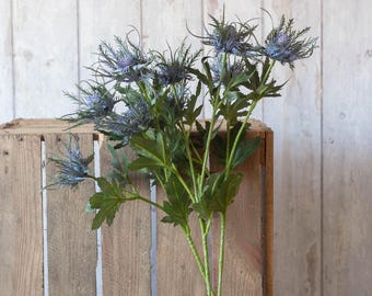 Artificial Blue Sea Holly Stem - Eryngium Thistle Flower