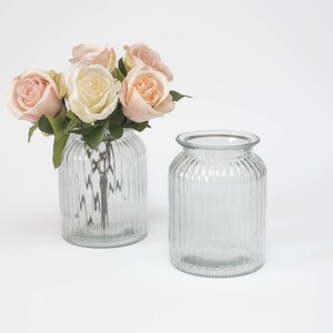 Clear Ribbed Glass Vase | Vases for Flowers | Vintage Ribbed Glass Vase | Wedding/Home Decoration | Glass Flower Vase | Flower Posy Vase