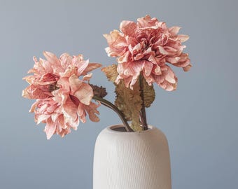 Dry Touch Dusty Pink Ruffled Dahlia | Faux Dahlia | Wedding/Home Decoration | Faux Floral | Gifts - Pink | Centrepieces | Artificial Dahlia
