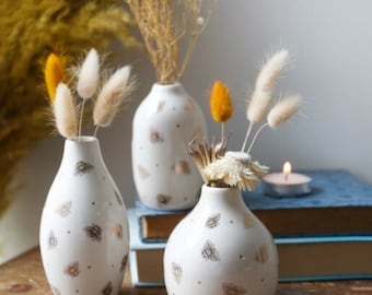 Set of Ceramic Queen Bee Vases, Vase for Flowers, Vintage Style Glass Vases, Bud Vase Set, Small Glass Vases