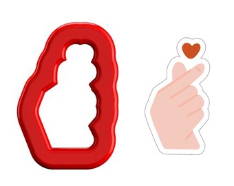 Korean Hand Heart Cookie Cutter / I Love You Hand Sign Cookie Cutter / High quality cutter (made from Food safe PLA)