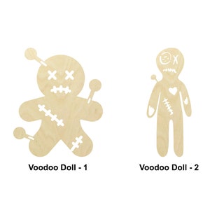 Halloween Voodoo Doll shape - Multiple Sizes - Laser Cut Unfinished Wood Cutout Shapes | Home Decoration Gift | Scary Interchangeable signs