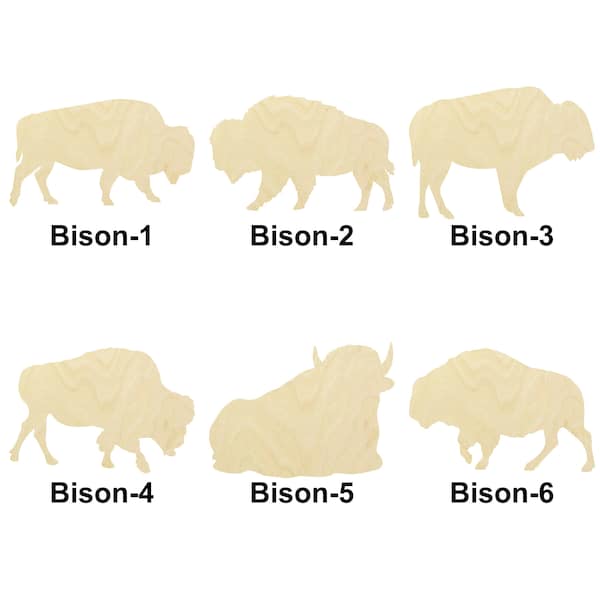 Bison Wild Animal shape-Multiple Sizes- Laser Cut Unfinished Wood Cutout Shapes | Home decor | Decoration Gift | Interchangeable wooden sign