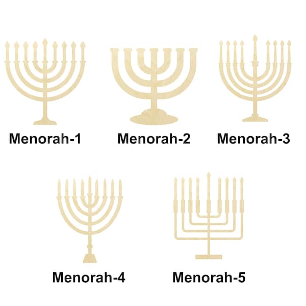 Menorah- Hanukkah shape - Multiple Sizes - Laser Cut Unfinished Wood Cutout Shapes | Home decor | Decoration Gift