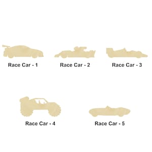 Forme de voiture de course - Plusieurs tailles - Formes de découpe de bois non finies découpées au laser | Décoration de la maison | cadeau Cadeau amateur d’art ou de sport