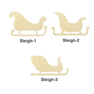 Traîneau de Noël - Plusieurs tailles - Formes de bois brut découpées au laser | Décoration d'intérieur | Décoration de Noël | Plaque en bois interchangeable