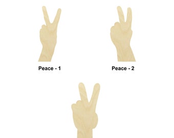 Peace hand Shape wooden - Multiple Sizes- Laser Cut Unfinished Wood Cutout Shapes | Home Decoration Gift | Interchangeable sign
