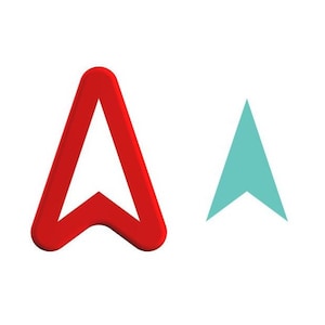 May include: Two arrows pointing upwards. The left arrow is red and the right arrow is light blue.