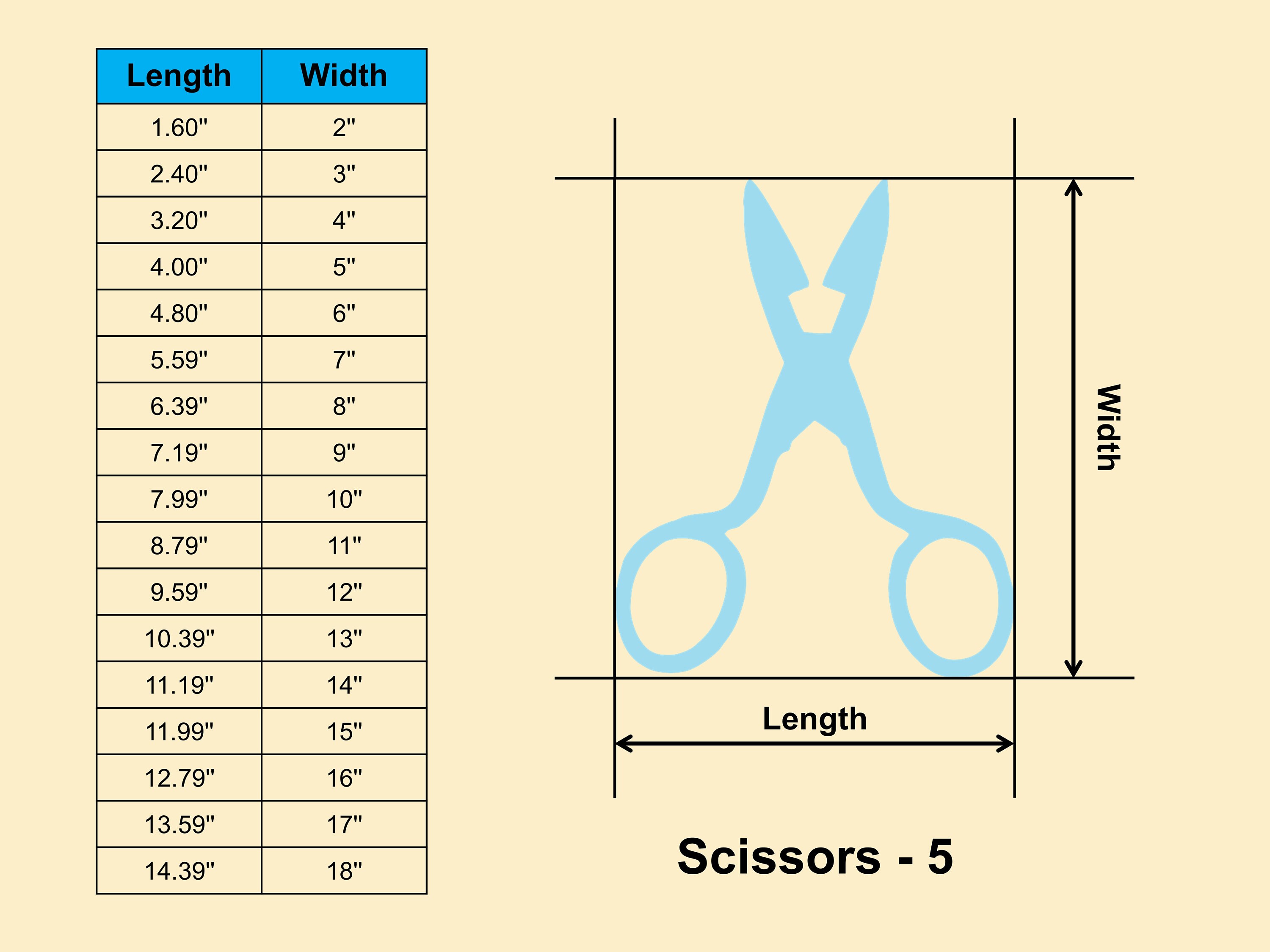 Scissors Sizes Scissors Wooden Shape - Multiple Sizes - Laser Cut Unfinished Wood ...
