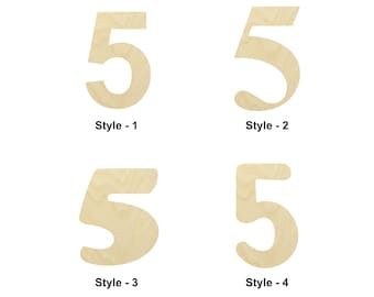 Number 5 wooden shape - Multiple Sizes- Laser Cut Unfinished Wood Cutout Shapes | Home Decoration Gift | College - Craft Shape