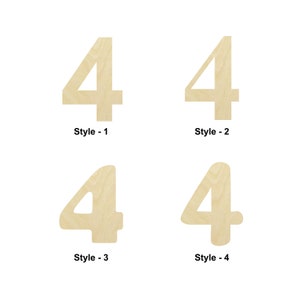 Forme en bois numéro 4 - Tailles multiples - Découpe au laser Formes découpées en bois non finies | Cadeau de décoration d’intérieur | Collège - Craft Shape