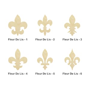 Fleur De Lis Shape madera - Múltiples tamaños - Formas recortadas de madera sin terminar cortadas con láser / Regalo de decoración del hogar / Regalo de flor de lis