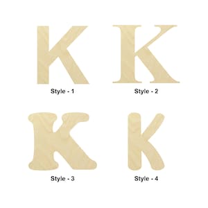 Letra Block K forma de madera - Múltiples tamaños- Formas recortadas de madera sin terminar cortadas con láser / Regalo de decoración del hogar / Universidad - Forma artesanal
