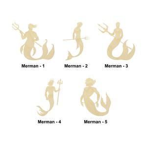 Merman - Animal marin - Tailles multiples - Découpe au laser Des formes de découpe de bois non finies | Décoration intérieure | Décoration Cadeau | Enseigne en bois interchangeable