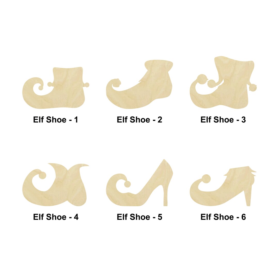 Christmas Elf Shoe Shape - Multiple Sizes - Laser Cut Unfinished Wood ...