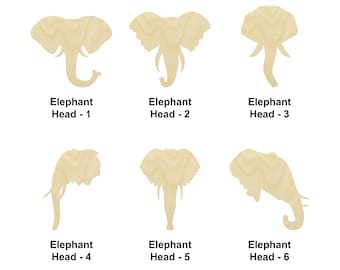 Elephant Head animal wooden Shape - Multiple Sizes- Laser Cut Unfinished Wood Cutout Shapes | Home Decoration Gift | Elephant wood cutouts