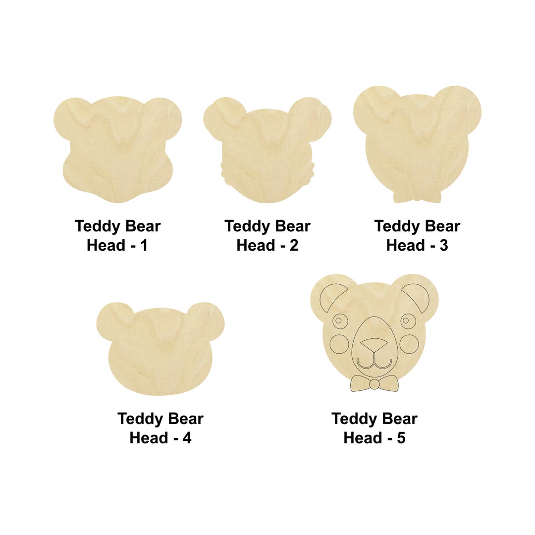 Buy Teddy Bear Head Wooden Shape Animal- Multiple Sizes
