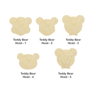 Tête d'ours en bois en forme de tête d'animal - Plusieurs tailles - Formes découpées au laser en bois brut | Cadeau déco, plaque interchangeable
