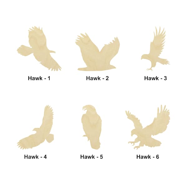 Hawk animal wooden Shape - Multiple Sizes- Laser Cut Unfinished Wood Cutout Shapes | Home Decoration Gift | Hawk wooden cutouts