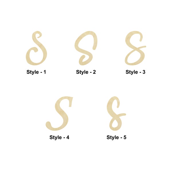 Script Block Letter S wooden shape - Multiple Sizes- Laser Cut Unfinished Wood Cutout Shapes | Home Decoration Gift | College - Craft Shape