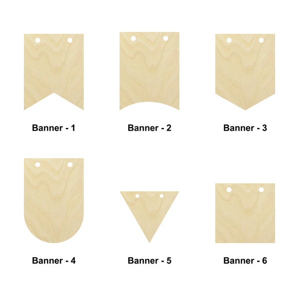 Banner- Shape - Multiple Sizes - Laser Cut Unfinished Wood Cutout Shapes | Home Decoration Gift | Interchangeable sign